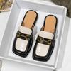 Fashion Cover Toe Loafers Shoes Woman 2025 Female Slippers Mules Sexy Big Size Square New Flat Slides Shoes Woman 2025 Female Mule Loafe