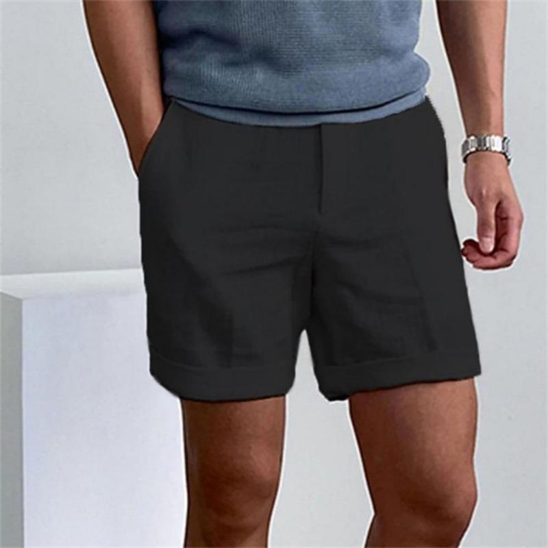 Men's Linen Oblique Pocket Solid Color Comfortable Breathable Sports Outdoor Daily Shorts
