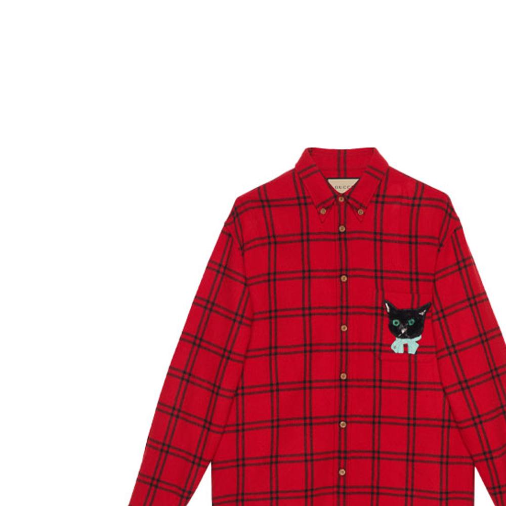 GUCCI Shirts Men's Red Lapel Moderate Other 663380-ZAHB1-6153
