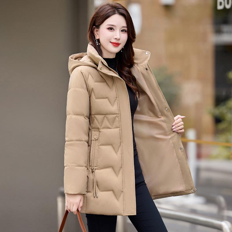 Women's medium and long cotton-padded clothes, new slim-fitting down cotton-padded clothes, hooded winter cotton-padded jackets, trendy.
