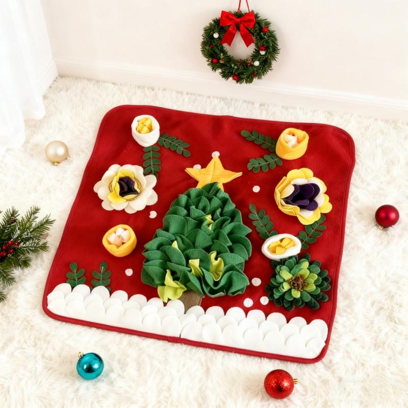 BOOTEELY Christmas Snuffle Mat For Dogs Pet Nose Work Slow Feeding Training Pad Interactive Toy Stress Relief Activity Blanket