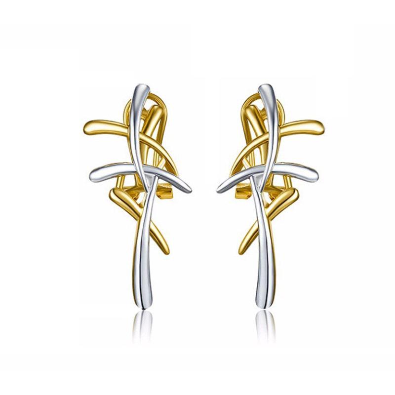 Bohemian Two Tone Cross Fireworks Necklace Ear Clips Jewelry