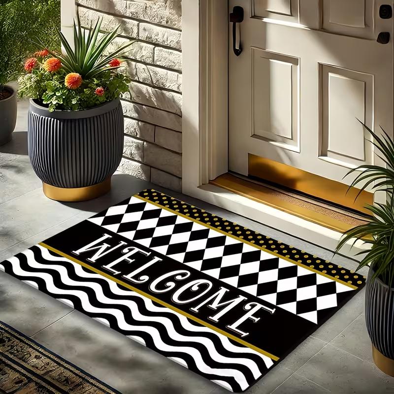 

Welcome Home Vintage Doormat Classic Frame Text Pattern Farmhouse Home Decor Carpet Soft Non-Slip Welcome Mat for Entryway 40x60cm