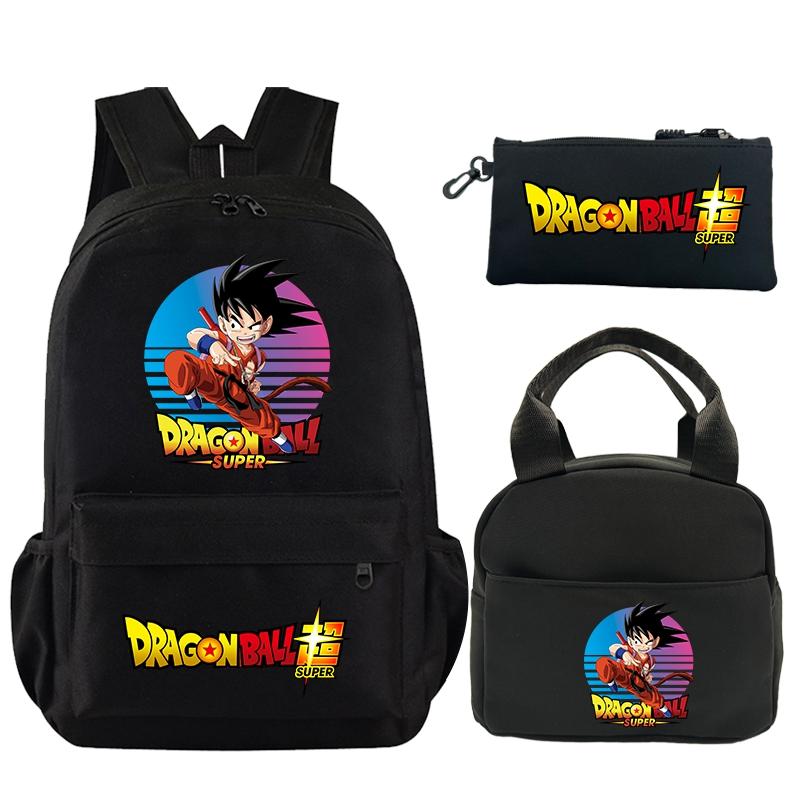 3Pcs/set Backpack Dragon Ball Printed Bookbag with Lunch Bag Pencil Case Teenager Children Girl Boy Schoolbag Rucksack