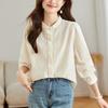 Small Lapel Long-sleeved Blouse for Womens Spring Clothes Latest Style Chic High-end and Comfortable Fit Versatile Blouse