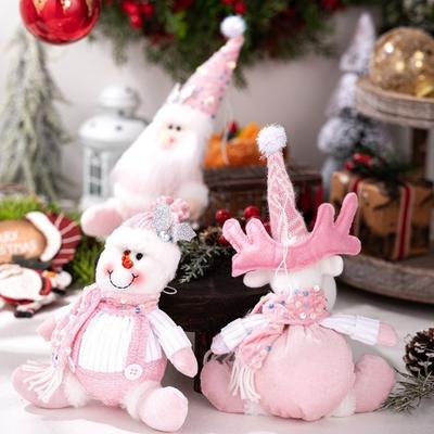 Figurine Design Santa Claus Ornament Pink Glitter Snowman Pendant  Seasonal Decoration