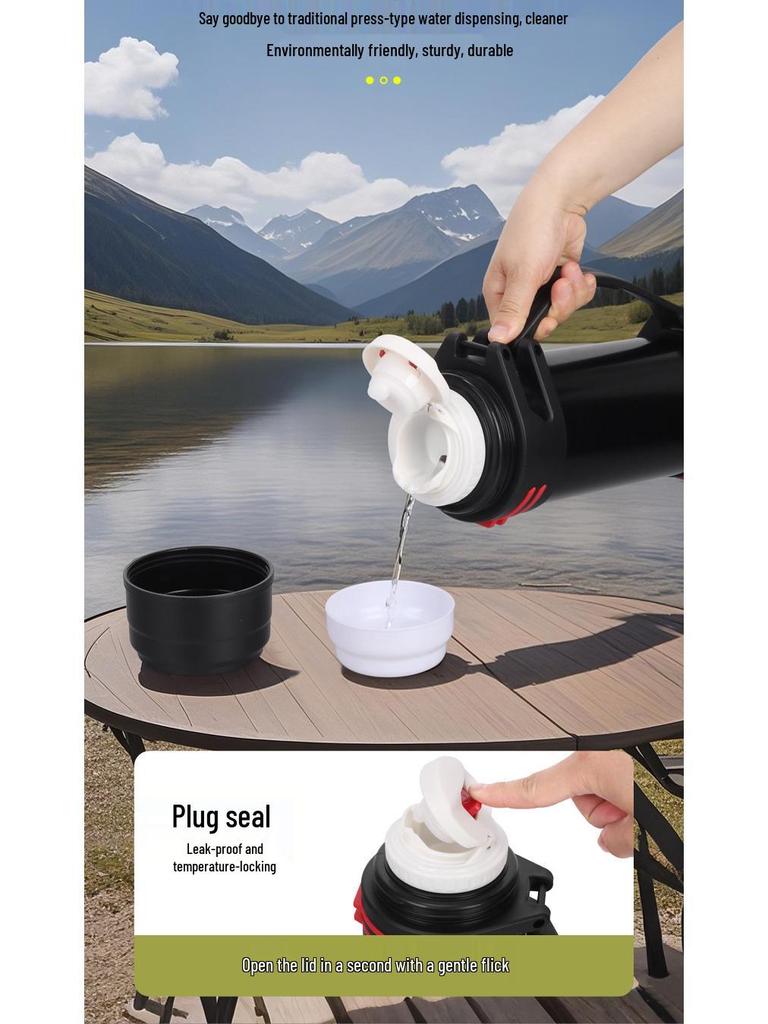 Hervidor de Viaje Aislado de Acero Inoxidable 304 - Botella de Agua Portátil de Gran Capacidad para Acampada al Aire Libre.