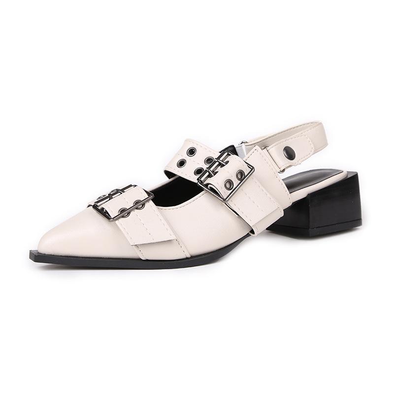 

French high-end pointed Mary Jane shoes women s spring and summer 2025 new small leather shoes retro thick heel single shoes women 42 білий