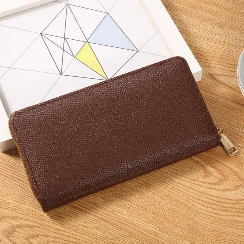 Einfache Leder Damen Geldbörse Herren Lang Reißverschluss Geldklammer Geldbörse Unisex Große Kapazität Kartenhalter Clutch