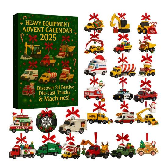 Advent Calendar 2025 for Kids Boys 24 Die-Cast Trucks Machines Christmas