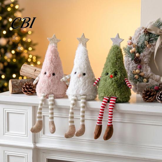 Christmas Tree Plush Doll Ornament with Dangling Legs, Cute Soft Stuffed Figure, Cozy Aesthetic Room Accents for Home Living Sofa And Party