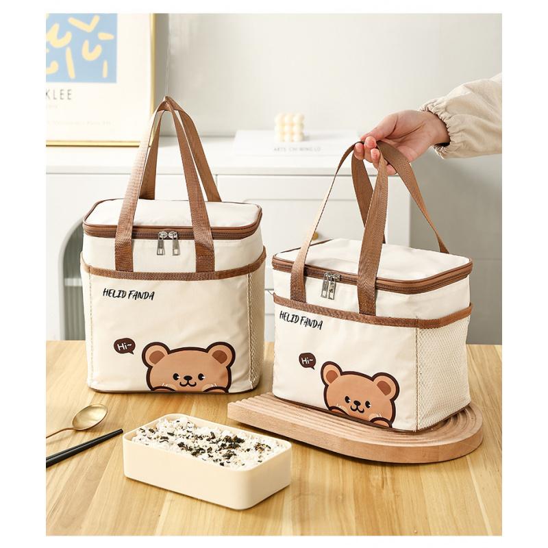 Cartoon Thickened Waterproof Insulated Bag Student Office Worker Lunch Bento Bag Handbag Large Capacity Thermal Aluminum Foil Bag