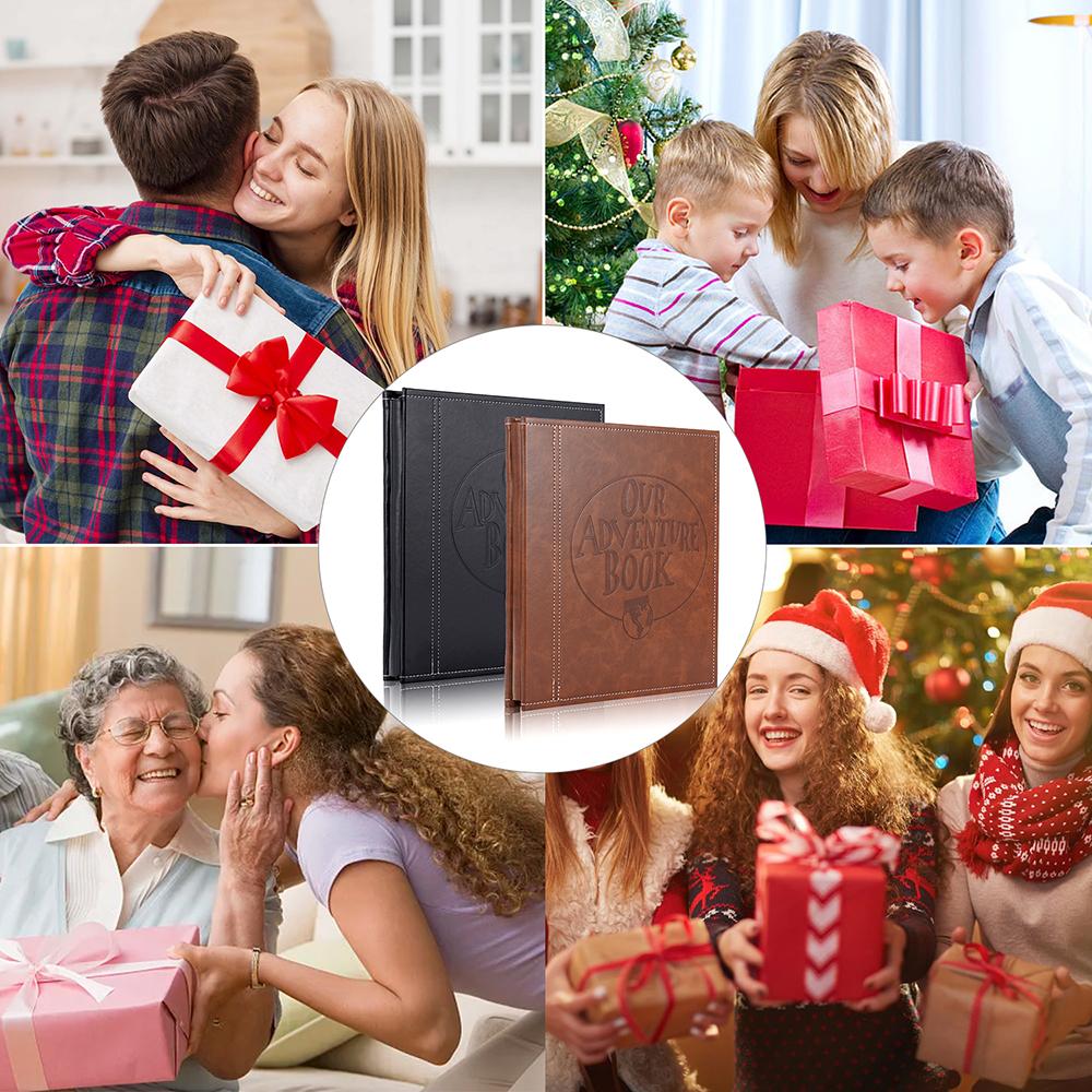 Leather Photo Scrapbook Album Our Adventure Book DIY Handmade Retro PU Photo Sticker Scrapbook Anniversary Wedding Memory Christ
