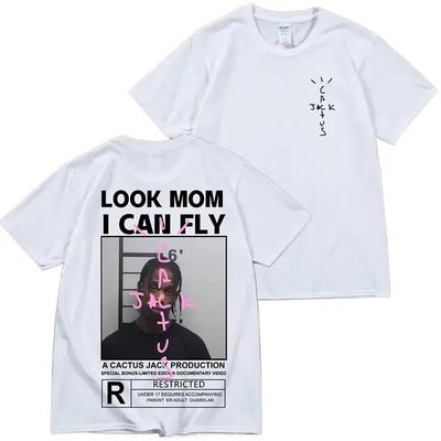 HEISSER VERKAUF Cactus Jack T-Shirt Hochwertige Baumwolle Herren Damen SCHAU MAMA ICH KANN FLIEGEN T-Shirt ASTROWORLD Hip Hop Kurzarm T-Shirts Tops#Farbe