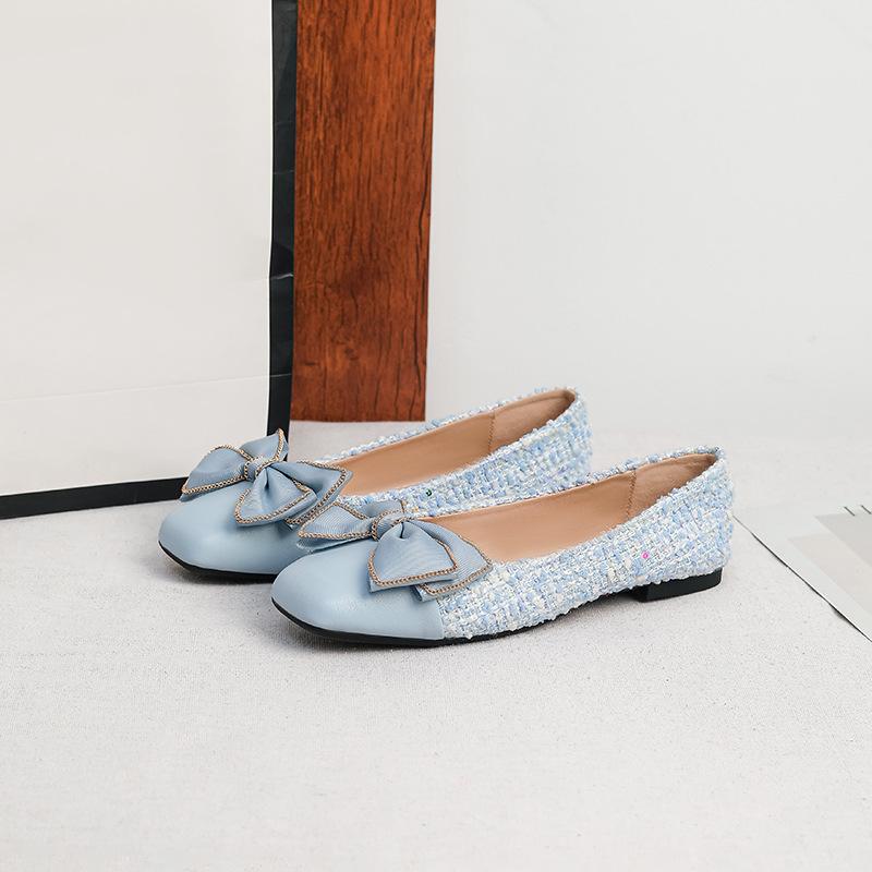 Women's Casual Ballet Flats Square Toe Ballerina Flats Shoes Comfortable Office Work Shoes With Bowknot Driving Flats for Women Non-Slip Dressy Shoes