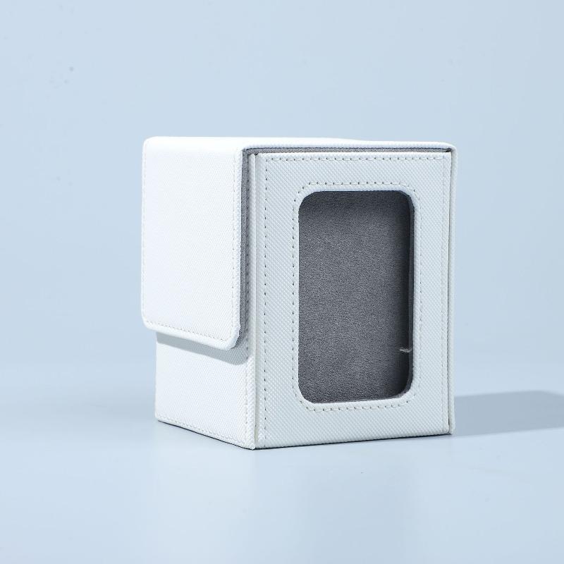 PU Card Storage Box with Window Magnetic Closure Stain Resistant Deck Case Moisture Proof Lid for Trading Card Collection