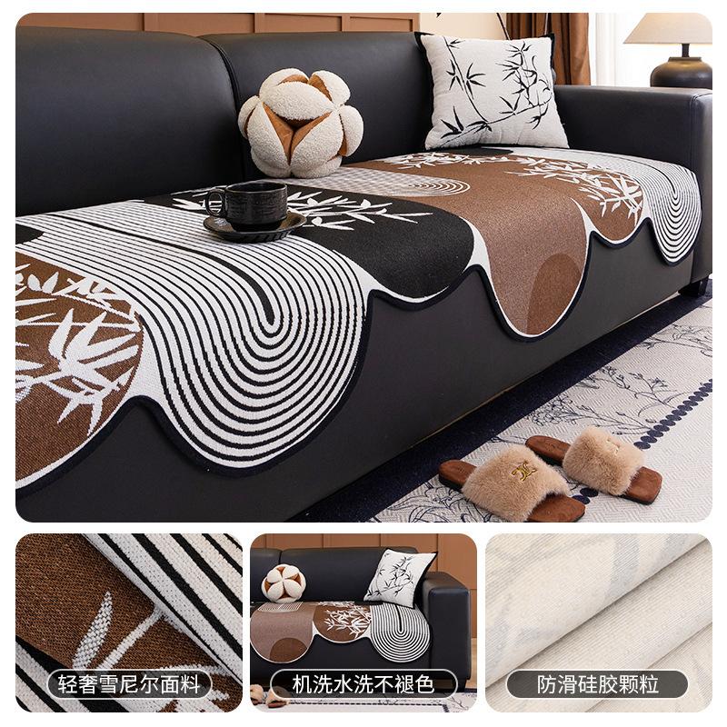 Special-Shaped Chenille Sofa Cushion, Universal In All Seasons, Modern Light Luxury Straight-Row Sofa, One-Piece Non-Slip Seat Cushion