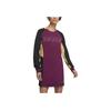 Jordan Color Block Casual Round Neck Pullover Long Sleeve Dress Women Dresses Purple CW3924-610