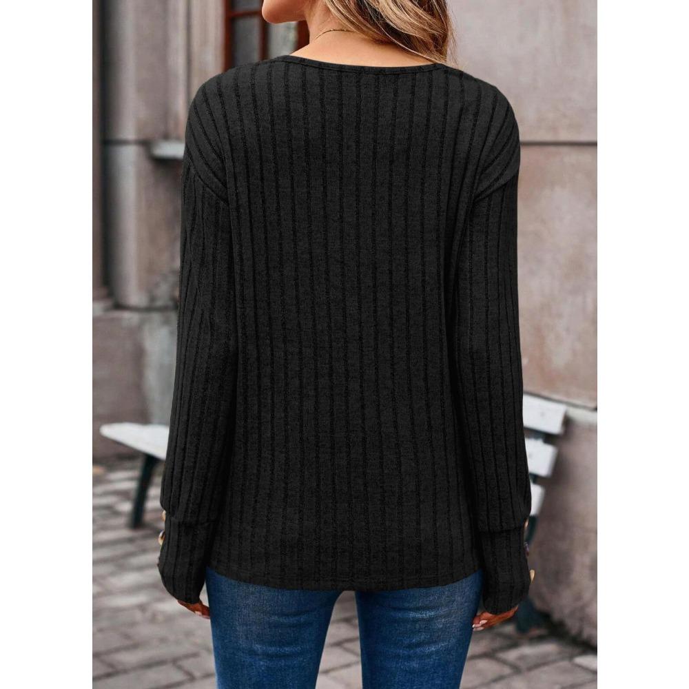 Women's Sweater Fall/Winter Casual Sweatshirt Women's Solid Color Top Long-Sleeve Crew Neck Patchwork Pullover Top T-Shirt