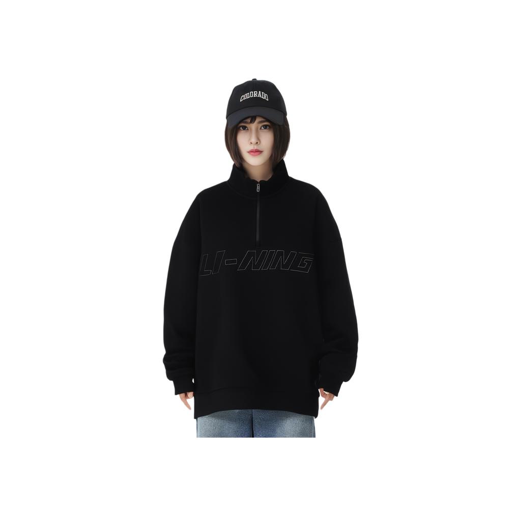 Li Ning Sports Trend Serie Lockerer Stehkragen Markenlogo Paar Sweatshirt Unisex Sweatshirt AWDV821-2