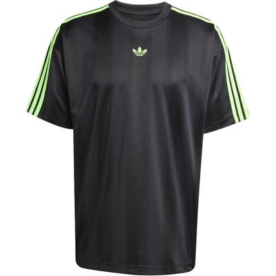 Tricou Negru cu Mânecă Scurtă Larg, cu Benzi Jacquard și Logo Originals, Topuri Bărbați JW5878