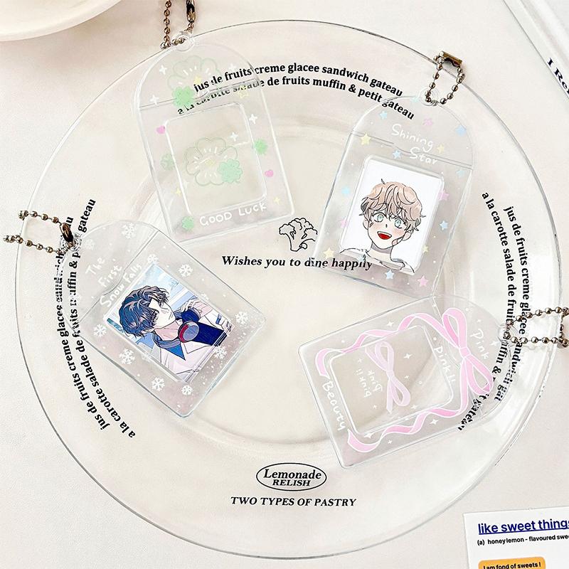 Ins Kreslený Držák na fotokarty Akrylové Kpop Pouzdro na karty Fotorámeček pro fotku idolu Album na fotografie Průkaz totožnosti Obal na karty Fólie s přívěskem Klíčenka