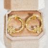 Fashionable High-end European and American Flower Circle Earrings for Women Fresh Creative Versatile Holiday Party Zircon Gift