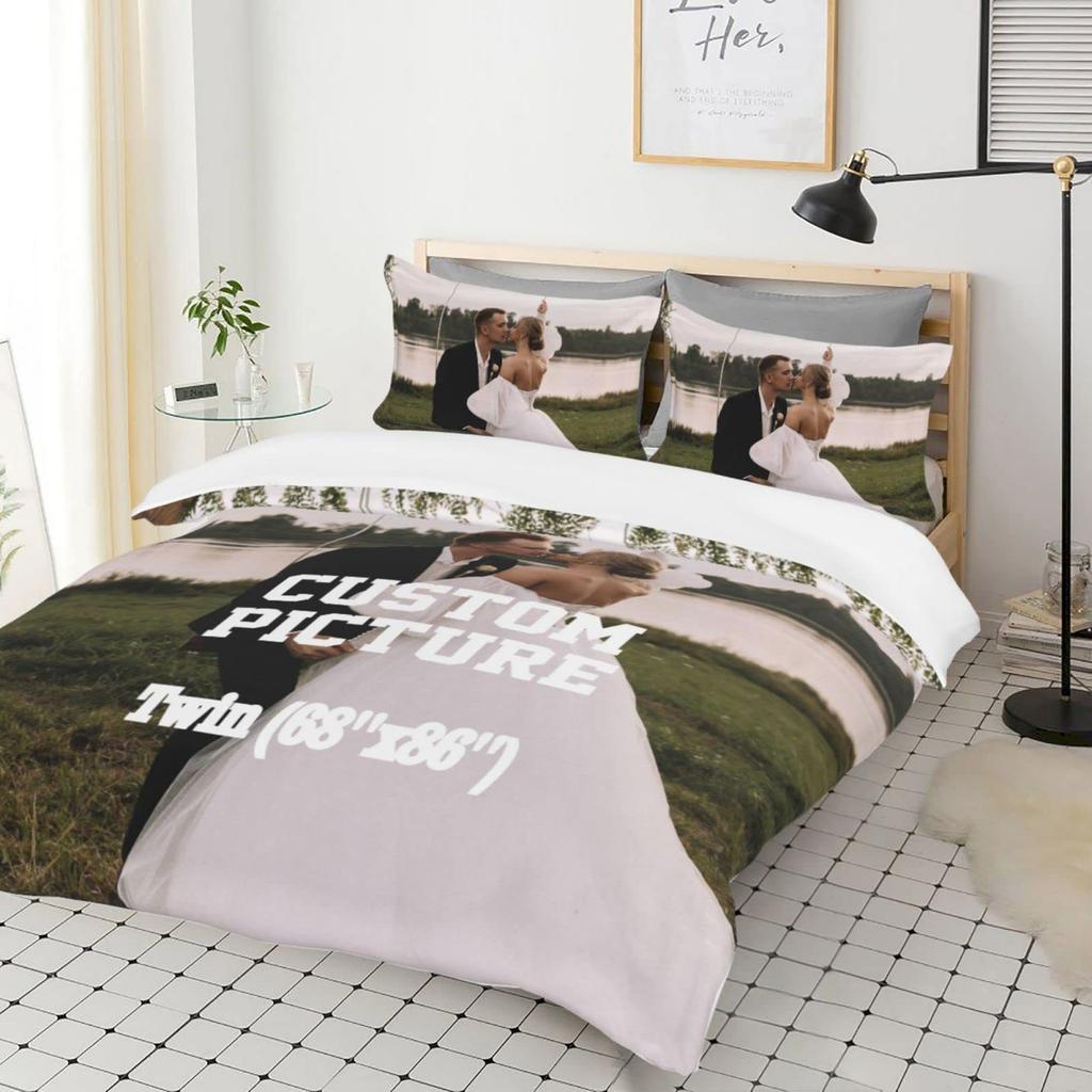 Custom Photo Three-Piece Quilt Cover 3D Digital Printing Bedding Set Diy Bed Cover