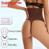 Plus Size High-Waisted Shaping Thong with Double Layer Tummy Control, Butt Lift, and Non-Slip Silicone Waistband