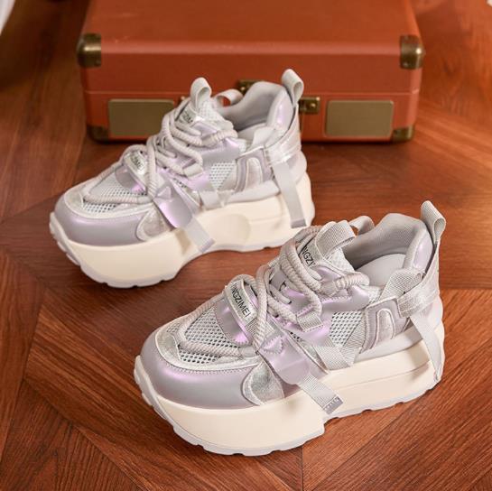 Fashion 8CM Women's Casual Sports Shoes Spring Autumn College Style Thick Bottom Breathable Soft Sole Running Shoes Comfortable Footwear