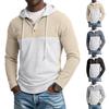 Men's Casual Knit Hooded Long Sleeve Sweatshirt with Color Block
