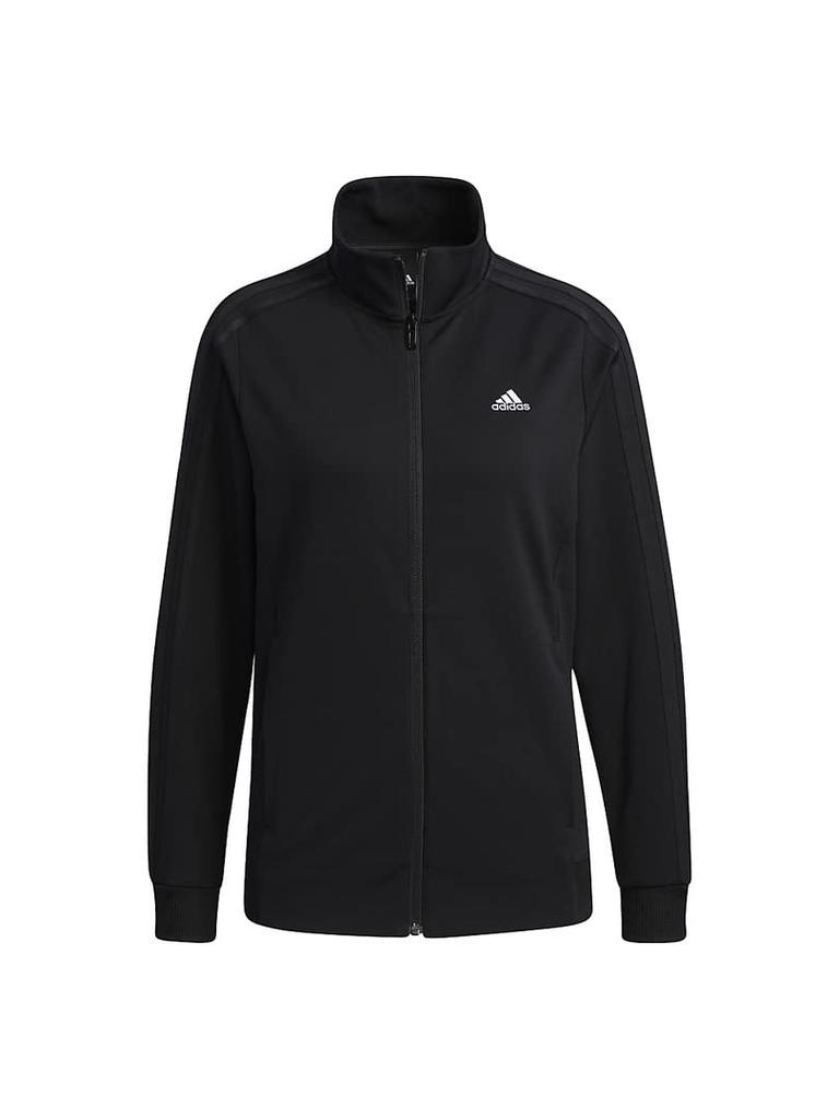 Adidas JIL43 Double Knit Track Size M Women's 3-Stripes Top, Black/Black (H29515),