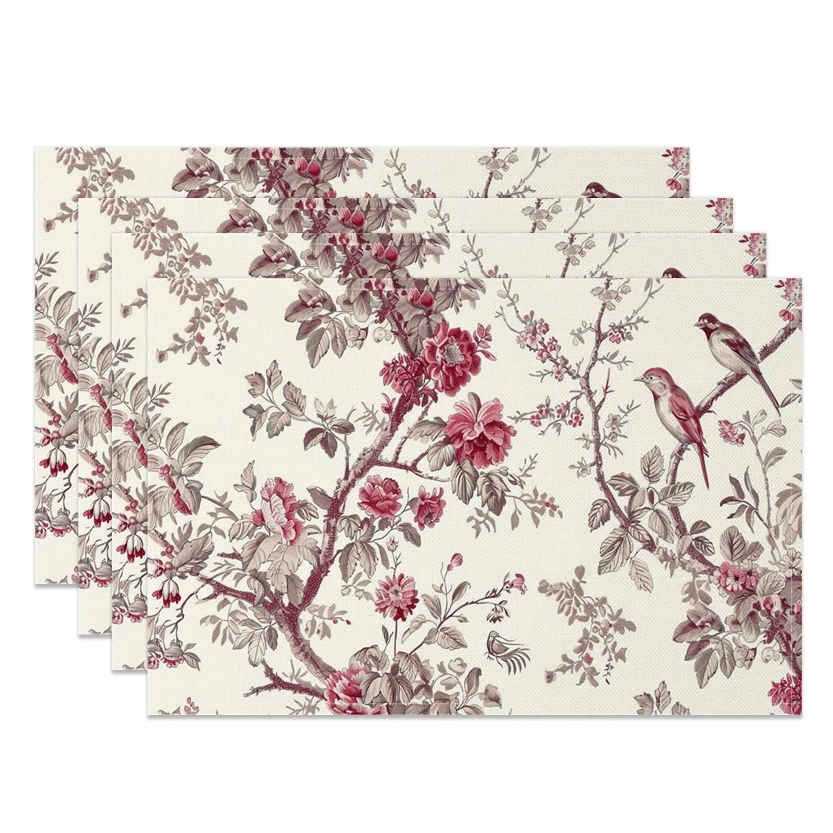 

1PC Elegant Floral Rose Placemats Set Vintage Inspired Table Mats for Dining, High Tea, Wedding Decor - Delicate & Sophisticated 1PC 30x45CM