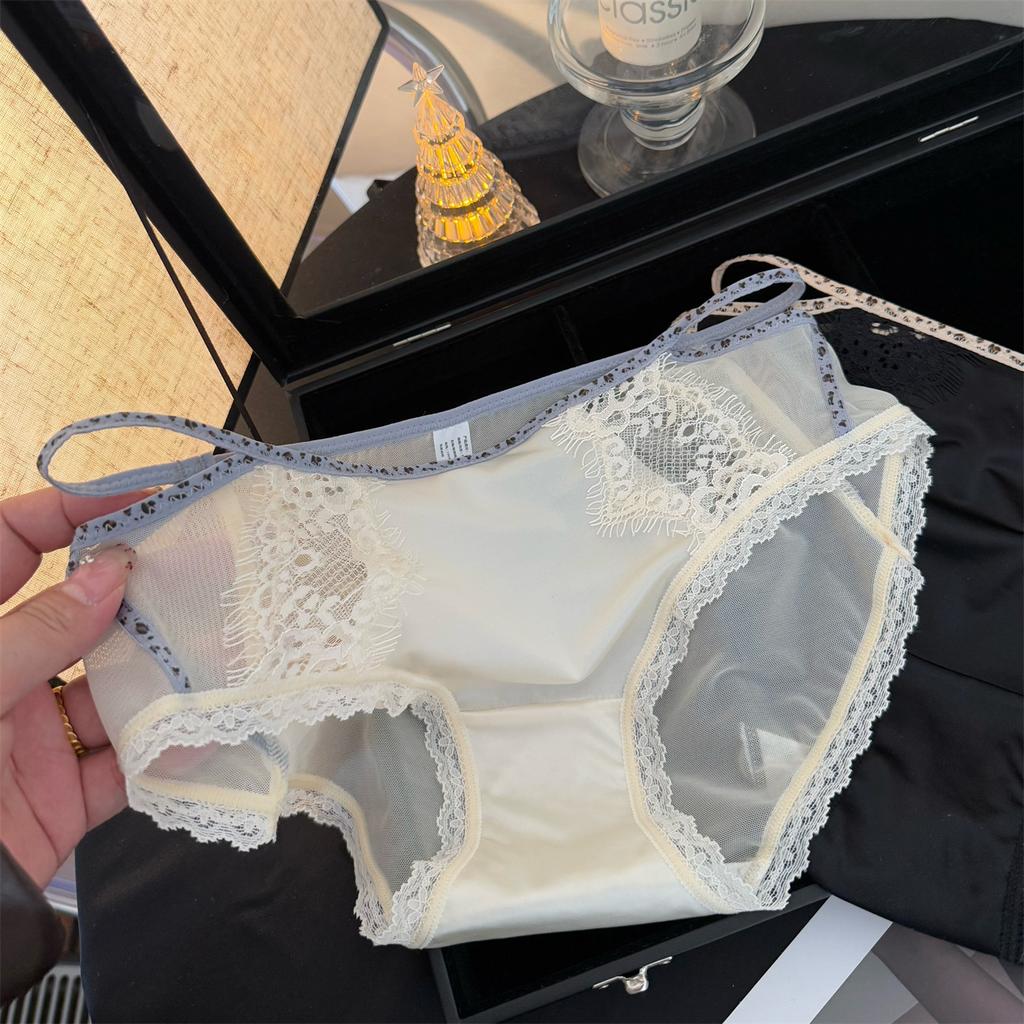 Ladies Spring and Summer Sexy Lace Hollow Out Breathable Waist Triangle Briefs