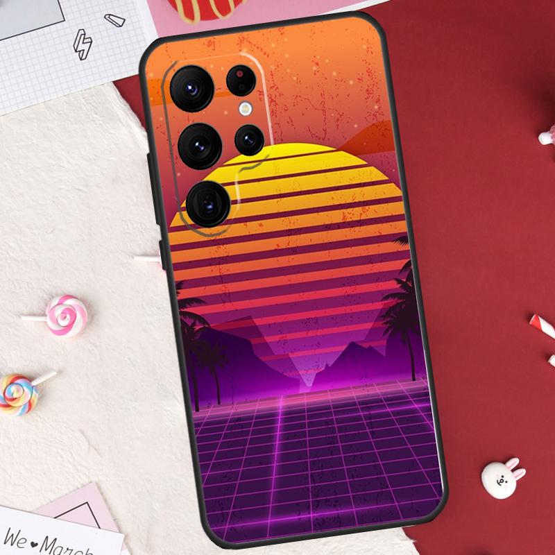 

80S Vaporwave Retro Synthwave Sunset Case For Samsung Galaxy S21 S22 S23 S24 S25 Ultra S9 S10 S25 Plus S25 FE S20 FE Cover Shell Galaxy S24