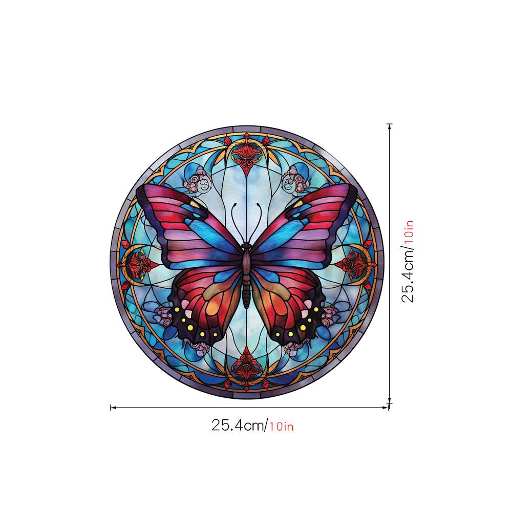 Retro Colorful Hummingbird Iris Window Glass Electrostatic Sticker Detachable Decorative Film Home Decoration