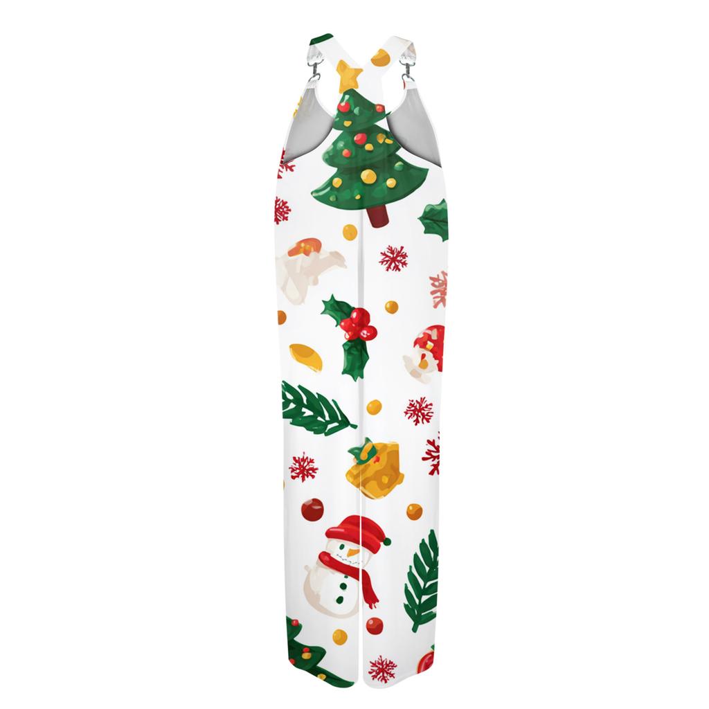 Women's Summer Overalls Floral Print Vintage Jumpsuit (Non-Adjustable Straps)