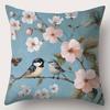Spring Elements, Birds, Flowers, Branches Pattern Pillowcasebedroom Sofa Decorative Cushion Cover With Zipper Soft Cushion Cover