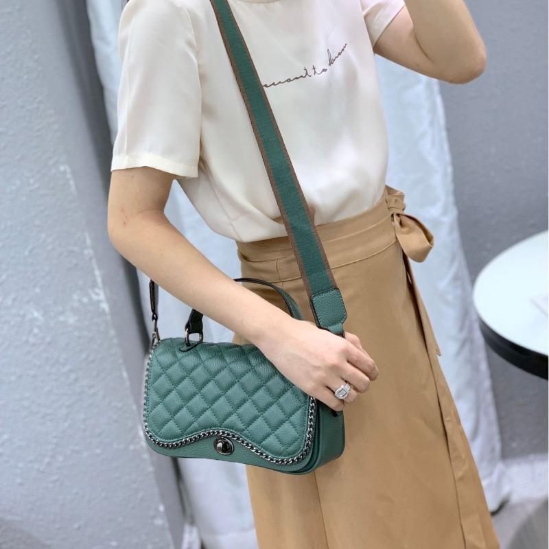 Genuine Leather Women's Handbag Diamond Check Small Square Handbag Niche Premium Sense Light Luxury Layer Cowhide Hand Bill Shoulder Crossbody Bag