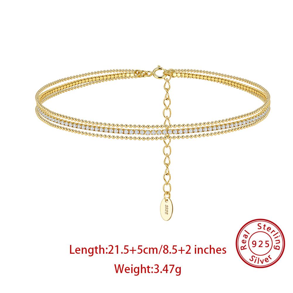 

Effie Queen 925 Sterling Silver Dainty 2mm Tennis Anklet Beach Summer Layered Chain Foot Bracelet CZ Jewelry Accessories SA103