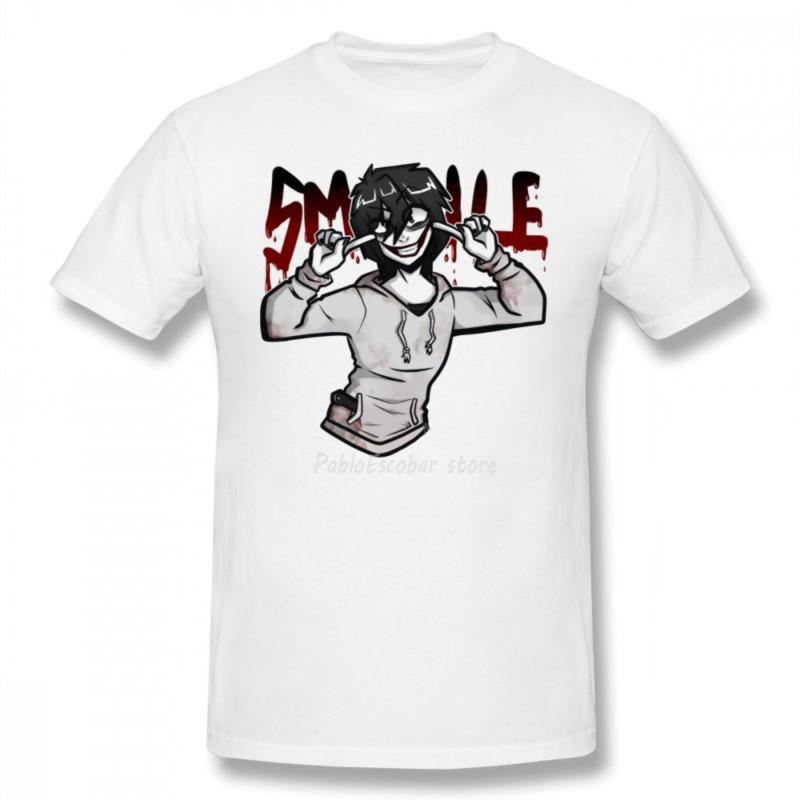 

Футболка Крипипаста Джефф Убийца Футболка Мужская Потрясающая Футболка Большой Пляжный Принт Короткий Рукав 100% Хлопок Футболка S