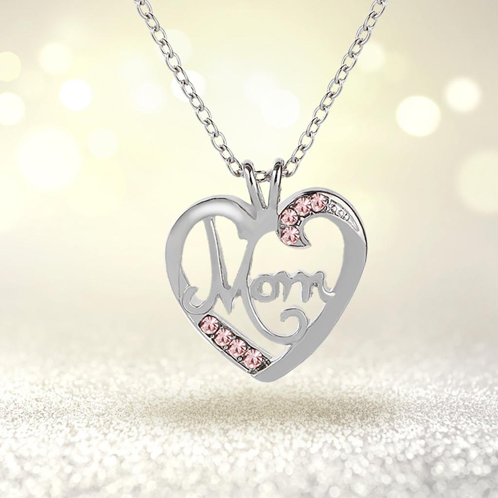 Heart Shaped Crystal Pendant Necklace Jewelry Mother's Day Gift For Mom