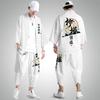 2026 New Longteng Four Seas Illustration Casual Feather Woven Daoist Robe Kimono Seven-point Pants, Men's Large Size Casual Suit