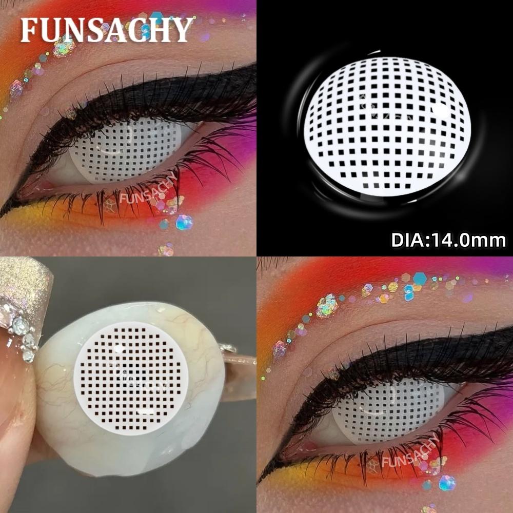 FUNSACHY 1 Pair Colored Contact Lenses for Cosplay Mesh Zombies Cosplay Halloween Party Makeup Softlens Anime Coser Accessories