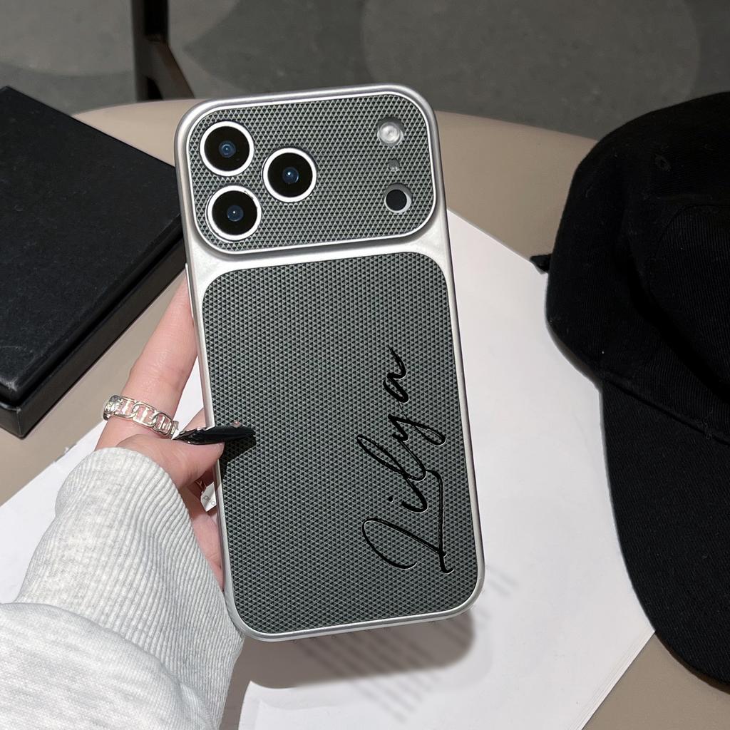 Personalized Signature Name Letters Football Texture Faux Leather Phone Case Compatible With IPhone 17 Pro Max