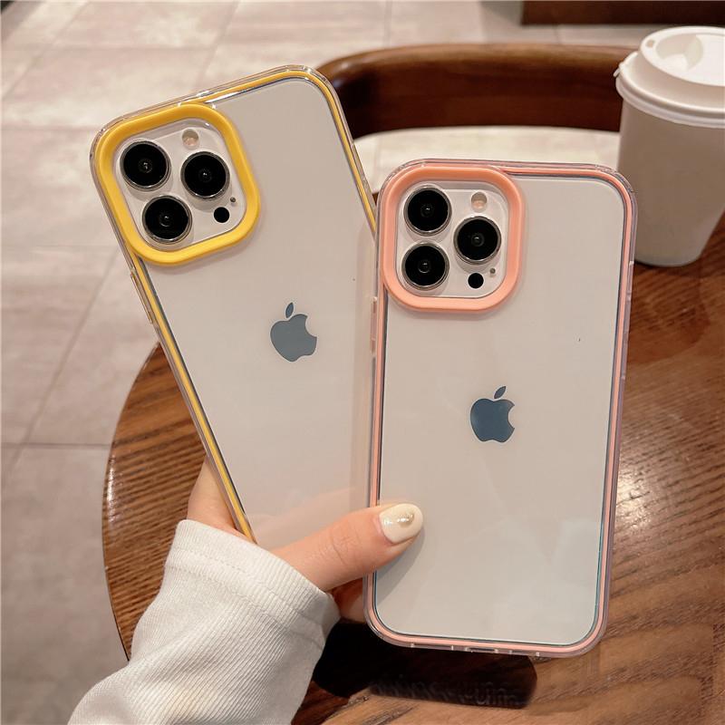 2 In 1 Frame Transparent Acrylic Phone Case For Iphone 13 12 11 Pro Max Xr X Xs Max 14plus Soft Silicone Shockproof Cover Case