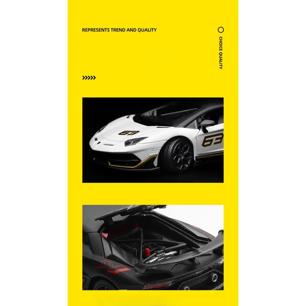 1/24 Lamborghini Aventador SVJ63 Alloy Model Alloy Car Model Sound and Light Children's Toy Collectibles Birthday Gift