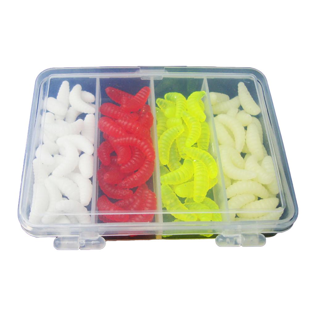 100Pcs 2.1cm Soft Lure Trout Worm Bait Fishing Worm Artificial Silicone Worm Fishing Lure Tackle for Bass Trout Fishing