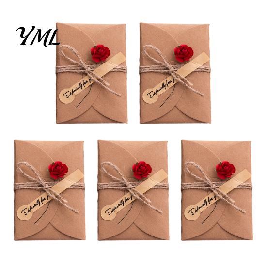 Exquisite Holiday Celebration Cards 5Pcs DIY Dried Flower Greeting Cards, Handmade Note with Artificial Flowers, Jute Twine Romantic Sunflower