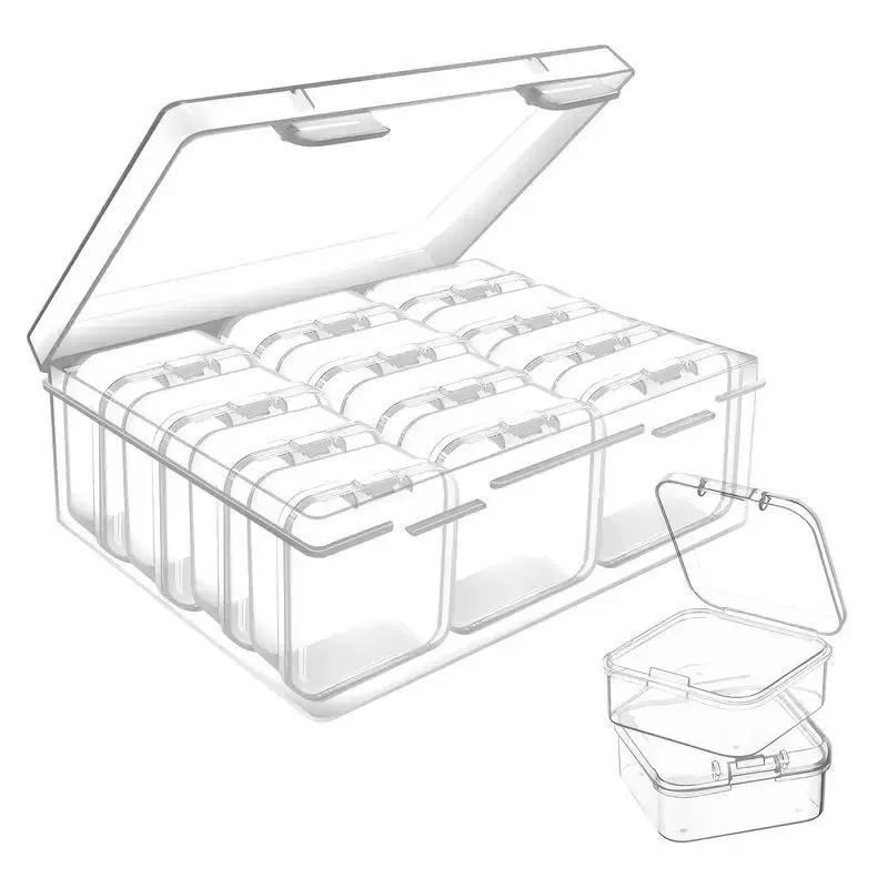 14-30 Grid Plastic Bead Jewelry Organizer Containers with Cover Clear Powder Puff Storage Boxes Dustproof DIY Nail Art Case Kits
